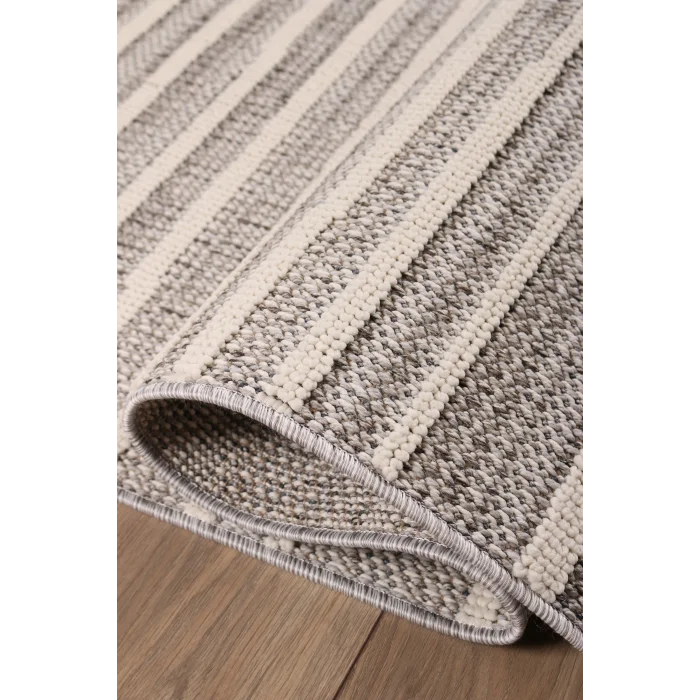 Astra 28052A Beyaz Gri Bukle Tekniğiyle Üretilmiş Modern Makine Halısı