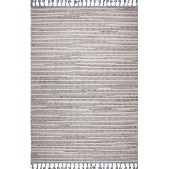 Astra 28052A Beyaz Gri Bukle Tekniğiyle Üretilmiş Modern Makine Halısı