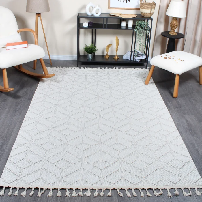 Boho BH-1 Krem Bukle Dokuma Modern Makine Halısı