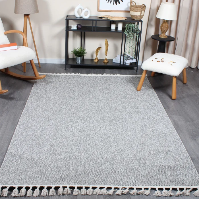 Boho BH-3 Gri Bukle Dokuma Modern Makine Halısı