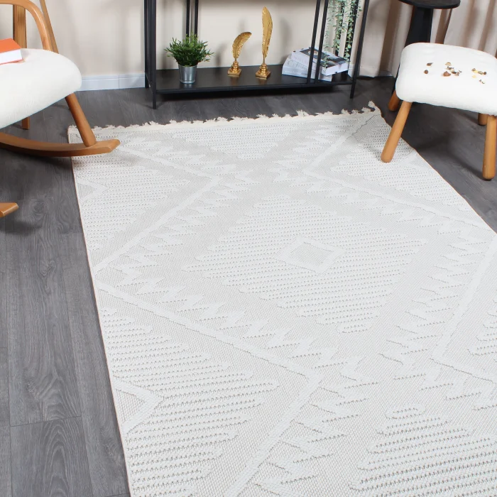 Boho BH-6 Krem Bukle Dokuma Modern Makine Halısı