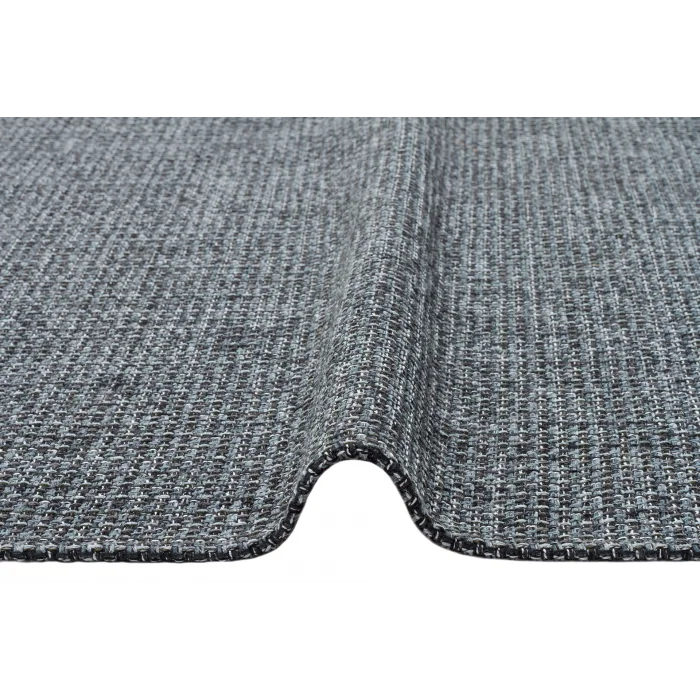 Brooklyn Brk 01 Antrasit Sılver Q Yuvarlak Hasır Görünümlü Kaymaz Renkli Dokuma Modern Kilim