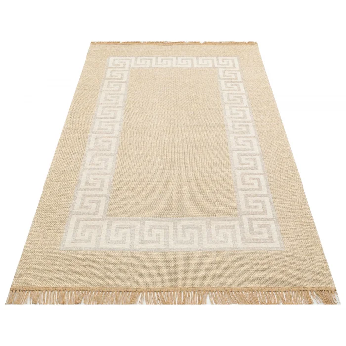 Brooklyn Brk 11 Natural Whıte Hasır Görünümlü Kaymaz Renkli Dokuma Modern Kilim