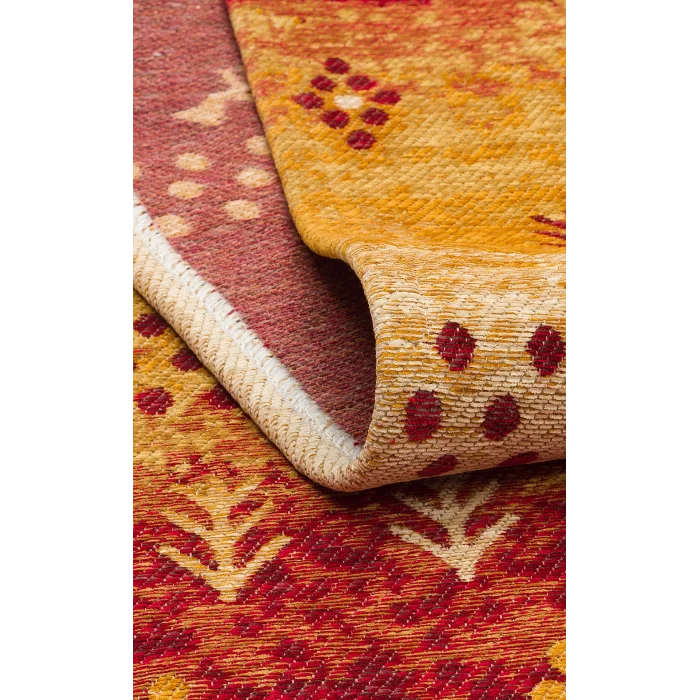 Buhari BHR 09 Terra Afgan Yağcıbedir Desenli Hav Toz Vermez Yıkanabilir Kaymaz İnce Dokuma Halı