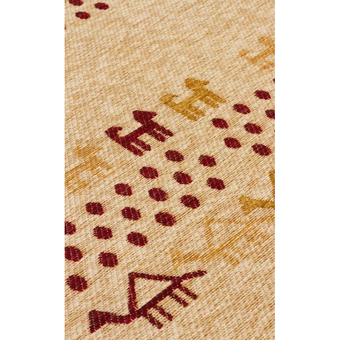 Buhari BHR 09 Terra Afgan Yağcıbedir Desenli Hav Toz Vermez Yıkanabilir Kaymaz İnce Dokuma Halı