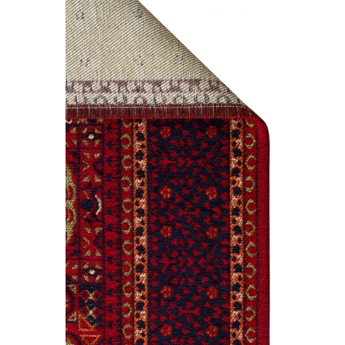 BUHARI HALI 0085 Afgan / Yağcıbedir Desenli Hav Toz Vermez Yıkanabilir Kaymaz İnce Dokuma Halı