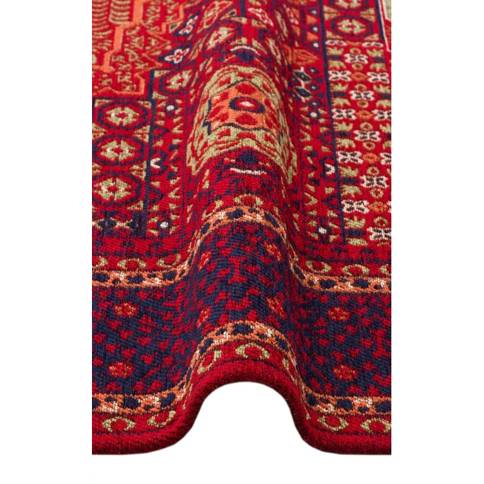 BUHARI HALI 0085 Afgan / Yağcıbedir Desenli Hav Toz Vermez Yıkanabilir Kaymaz İnce Dokuma Halı