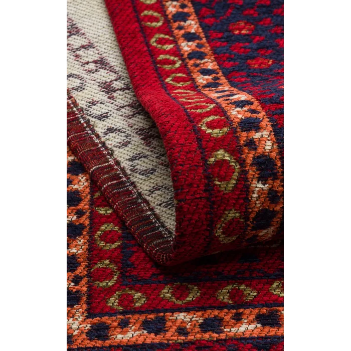 BUHARI HALI 0085 Afgan / Yağcıbedir Desenli Hav Toz Vermez Yıkanabilir Kaymaz İnce Dokuma Halı