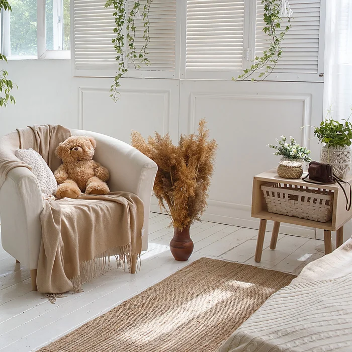 Choti Cream Flatweave Natural Jüt İle Üretilen El Dokuma Hasır Halı