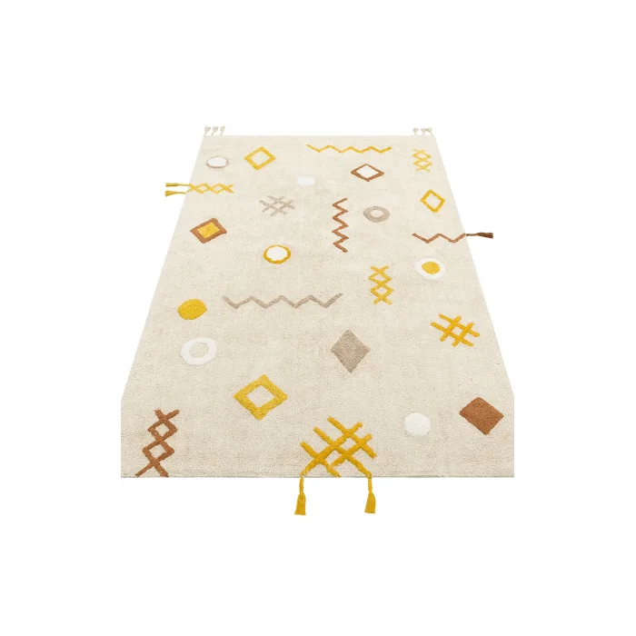 COTTON BOON HALI 0044 Yıkanabilir Kaymaz Tabanlı Naturel Pamuk Bebek Halısı