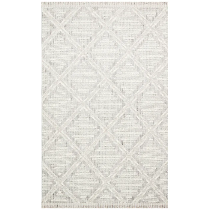 Cozy CZY 03 Grey Cream Hav Toz Vermez Modern Örgü Dokuma Makine Halısı