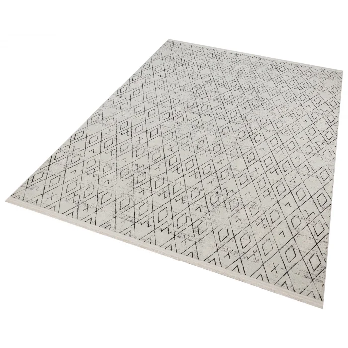 Diva 5005 Siyah Dekoratif Modern Kaymaz Tabanlı Makine Halısı