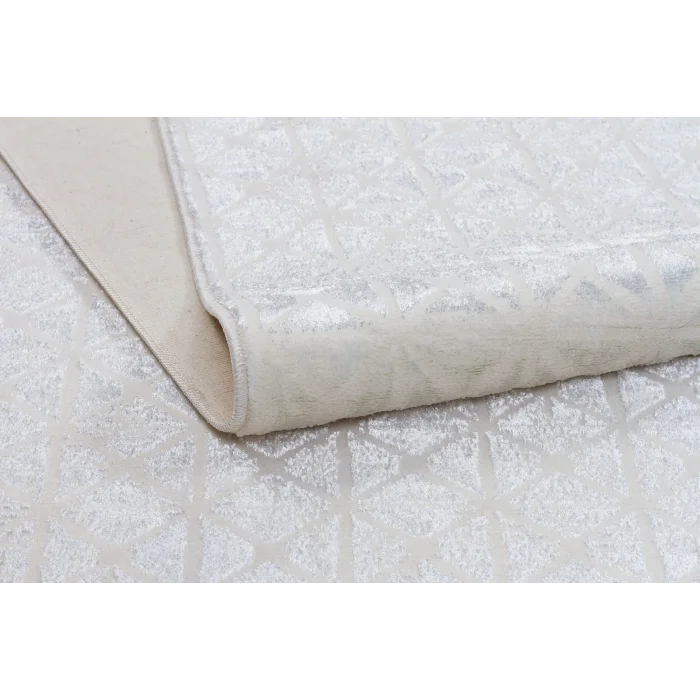 Diva 5006 Beyaz Dekoratif Modern Kaymaz Tabanlı Makine Halısı