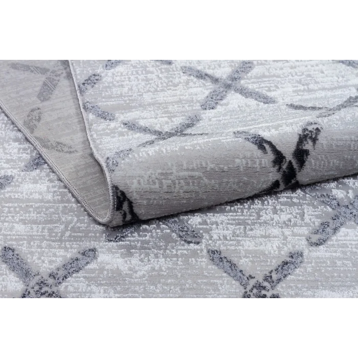 Diva 5007 Gri Dekoratif Modern Kaymaz Tabanlı Makine Halısı