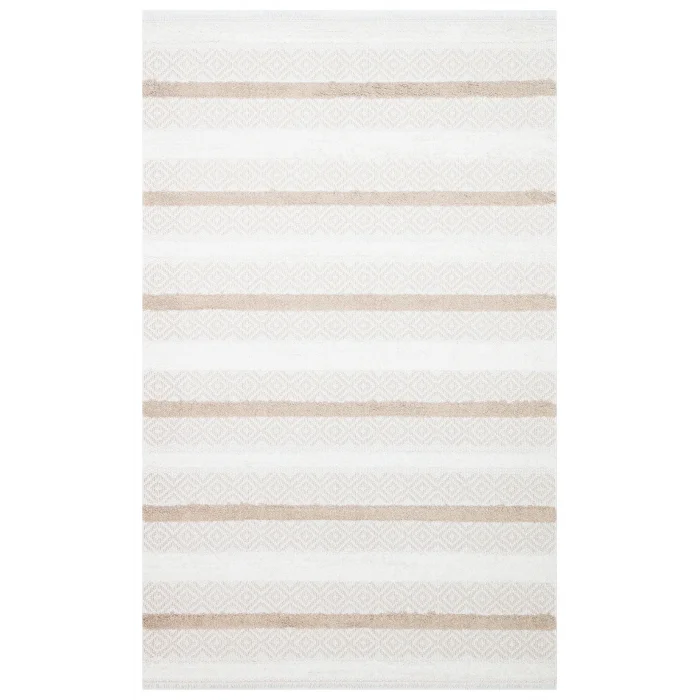 Dublin DBL 02 Cream Beıge Yıkanabilir Örgü Dokulu Naturel Pamuk Halı