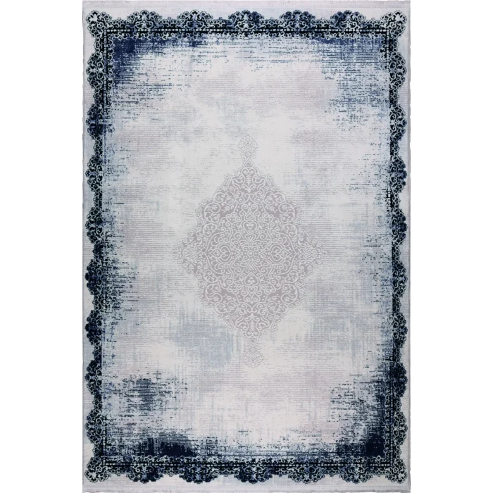 Elit 29440D Beyaz Mavi Akrilik Makine Halısı