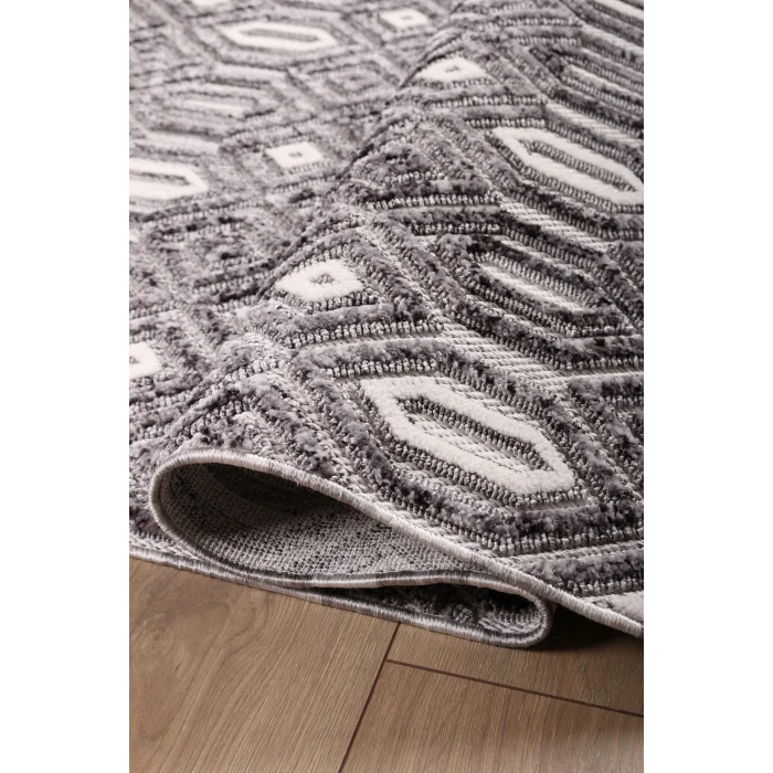 Fiesta 8748A Gri Özel Dokuma Tekniğiyle Üretilmiş Modern Makine Halısı