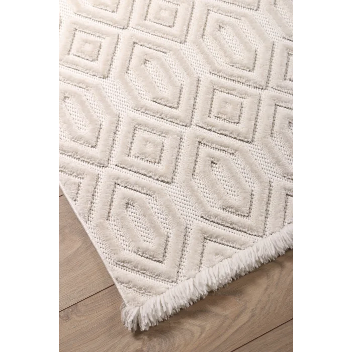 Fiesta 8748A Beyaz Özel Dokuma Tekniğiyle Üretilmiş Modern Makine Halısı ✄