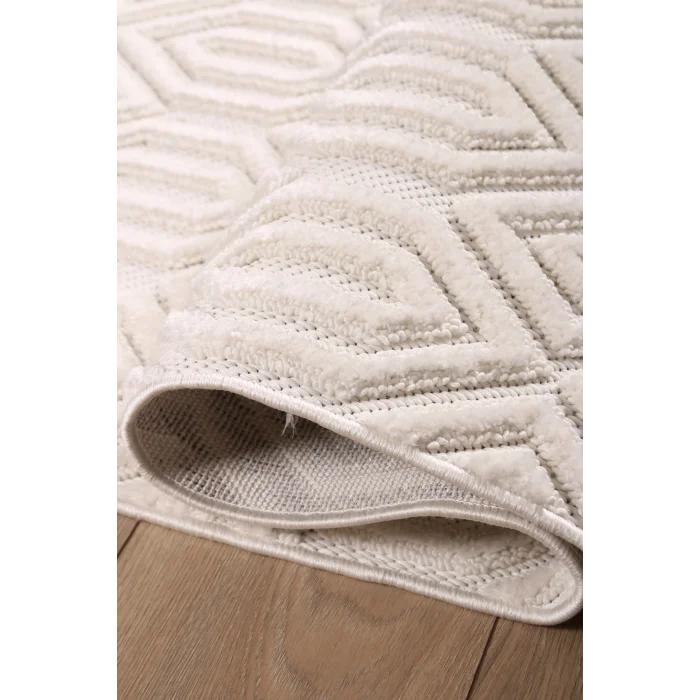 Fiesta 8748A Beyaz Özel Dokuma Tekniğiyle Üretilmiş Modern Makine Halısı ✄