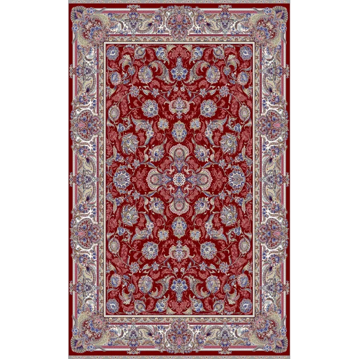 Isfahan 01 Red Klasik Desenli Yüksek Kalite Sık Dokuma Makine Halısı