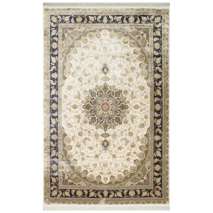 Isfahan 04 Cream Klasik Desenli Yüksek Kalite Sık Dokuma Makine Halısı