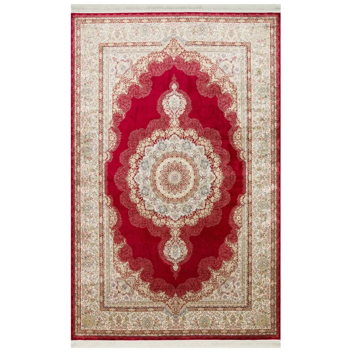 Isfahan 05 Red Klasik Desenli Yüksek Kalite Sık Dokuma Makine Halısı