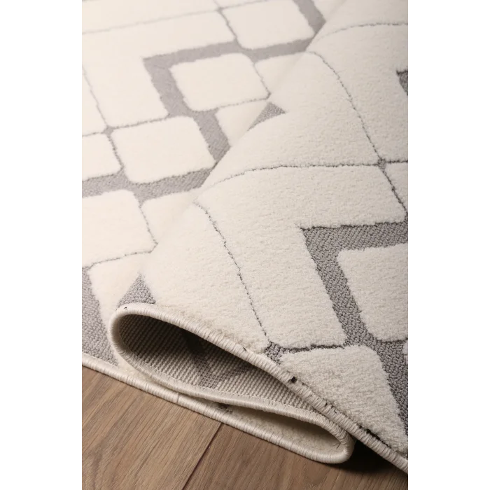 Malibu 9182A Beyaz Gri Modern Makine Halısı