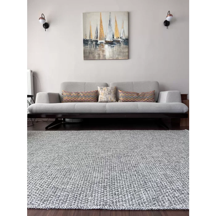 Dhoku DH003 Gri Rustik Modern Örme Kilim - indoor & outdoor