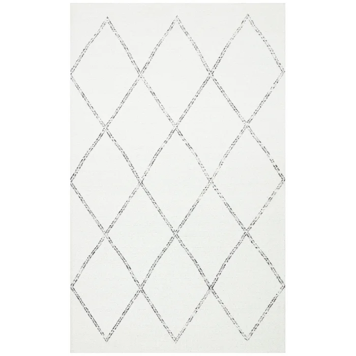 Nevada NVD 03 White Black Moroccon Tuşeli Hav Toz Vermez Kaymaz Tabanlı İnce Dokuma Modern Halı