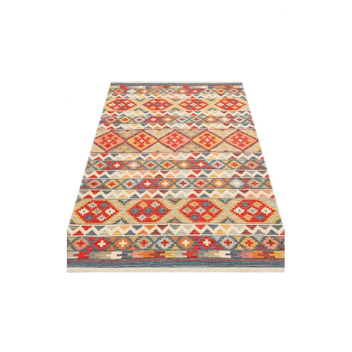 NOMAD KILIM 0010 Yıkanabilir, Çift Taraflı Kullanıma Uygun Yumuşak Tuşeli Otantik Kilim