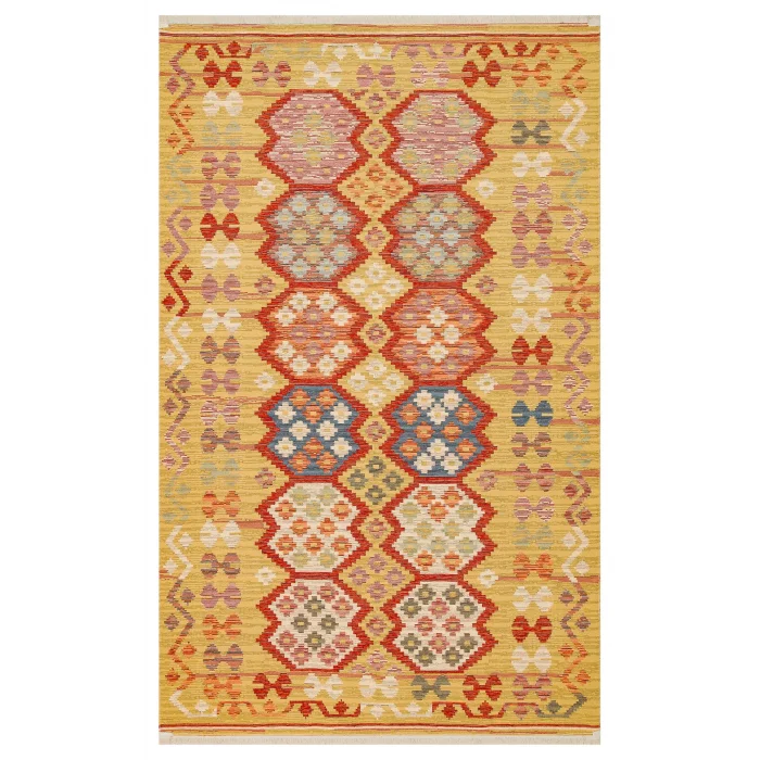 NOMAD KILIM 0013 Yıkanabilir, Çift Taraflı Kullanıma Uygun Yumuşak Tuşeli Otantik Kilim