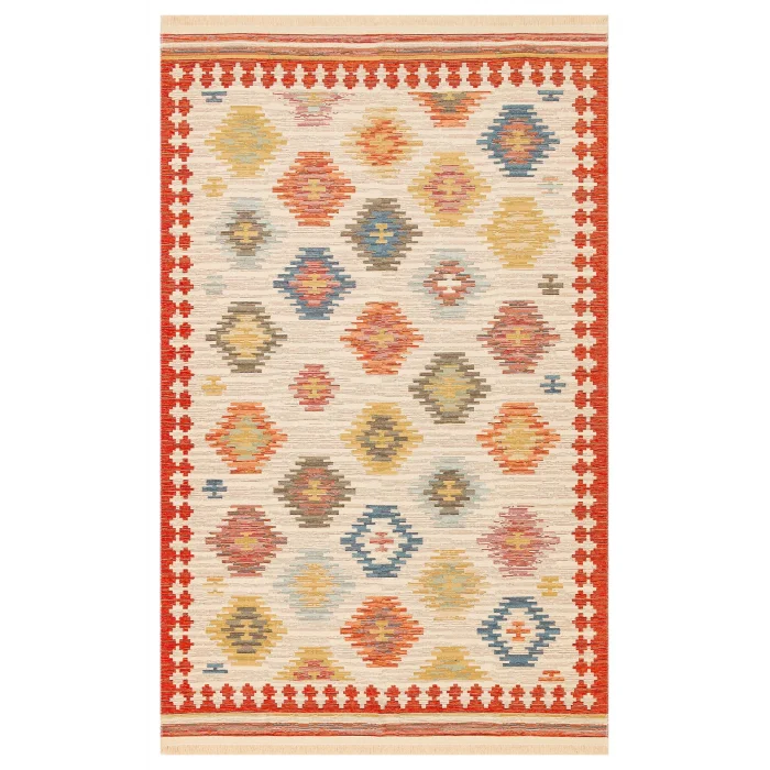 NOMAD KILIM 0017 Yıkanabilir, Çift Taraflı Kullanıma Uygun Yumuşak Tuşeli Otantik Kilim