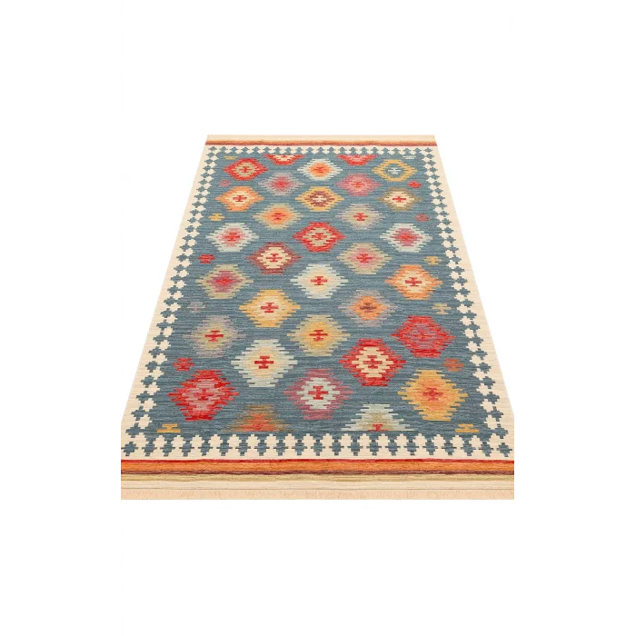NOMAD KILIM 0017 Yıkanabilir, Çift Taraflı Kullanıma Uygun Yumuşak Tuşeli Otantik Kilim