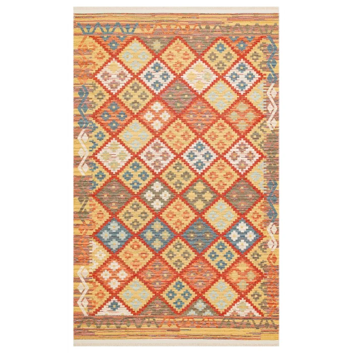 NOMAD KILIM 0024 Yıkanabilir, Çift Taraflı Kullanıma Uygun Yumuşak Tuşeli Otantik Kilim