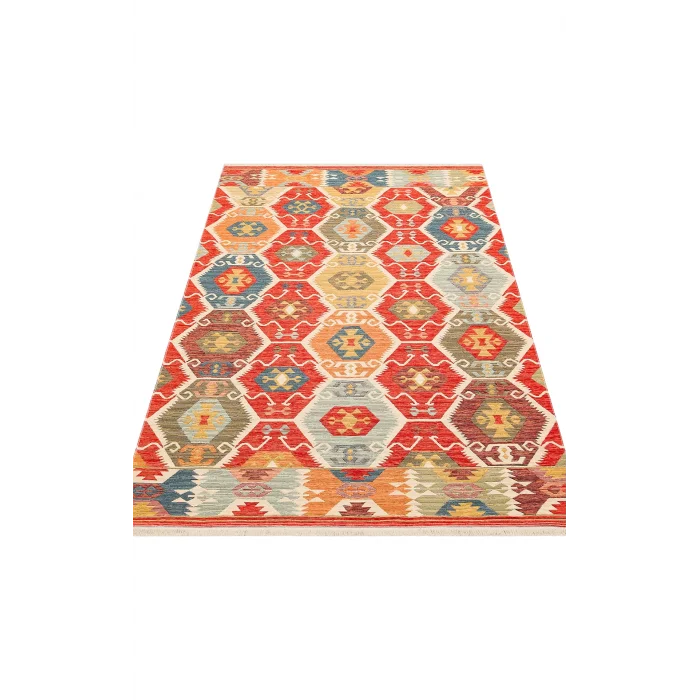 NOMAD KILIM 0026 Yıkanabilir, Çift Taraflı Kullanıma Uygun Yumuşak Tuşeli Otantik Kilim