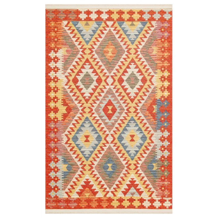 NOMAD KILIM 0043 Yıkanabilir, Çift Taraflı Kullanıma Uygun Yumuşak Tuşeli Otantik Kilim