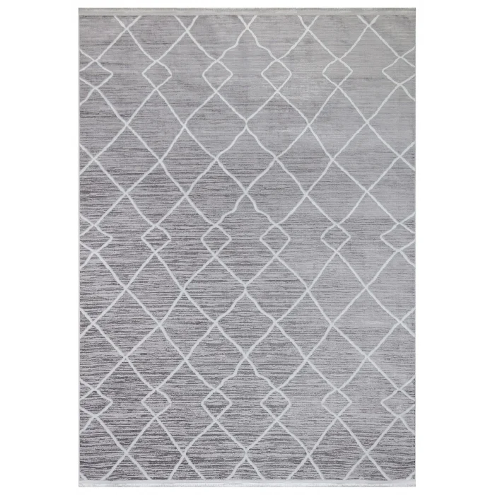 New Novart 2024 Gri Dekoratif Modern Kaymaz Tabanlı Makine Halısı ✄