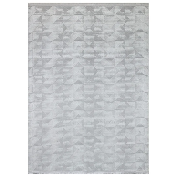 New Novart 2039 Beyaz Dekoratif Modern Kaymaz Tabanlı Makine Halısı ✄