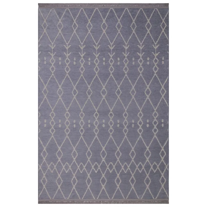 Otantik 3003 Gri Dekoratif Modern Kaymaz Tabanlı Makinede Yıkanabilir Halı Kilim