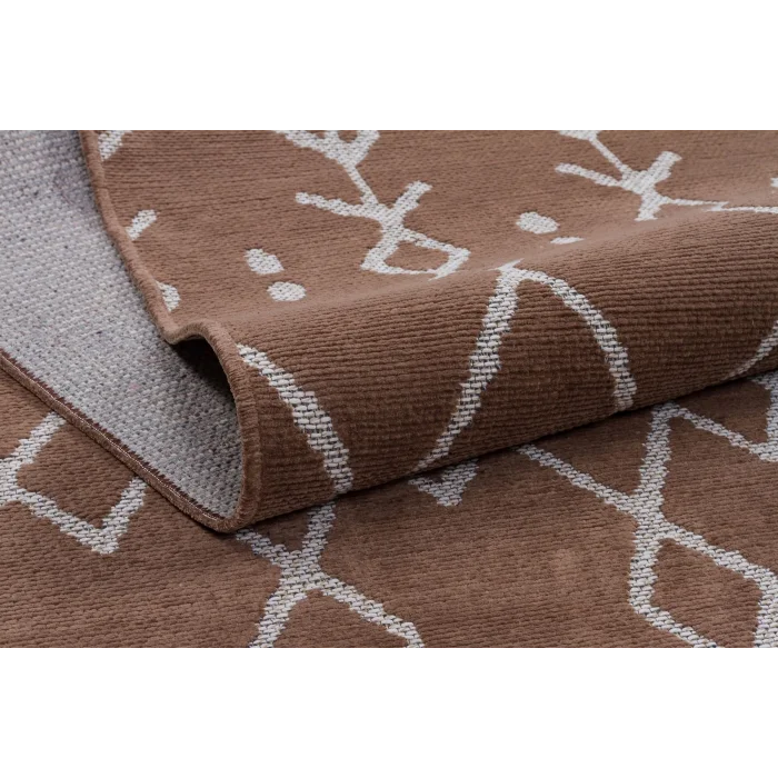 Otantik 3004 Kahve Dekoratif Modern Kaymaz Tabanlı Makinede Yıkanabilir Halı Kilim
