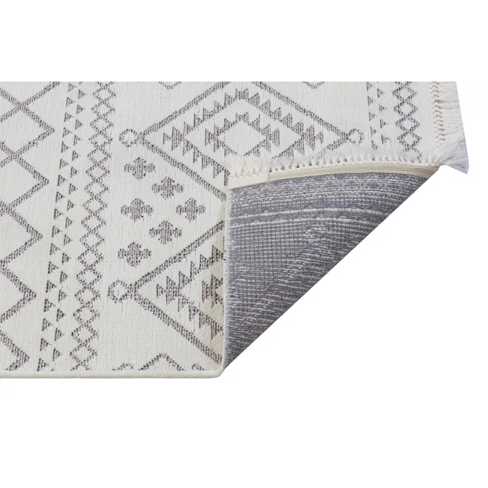 Otantik 3006 Krem Dekoratif Modern Kaymaz Tabanlı Makinede Yıkanabilir Halı Kilim