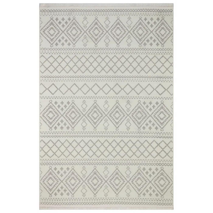 Otantik 3006 Krem Dekoratif Modern Kaymaz Tabanlı Makinede Yıkanabilir Halı Kilim