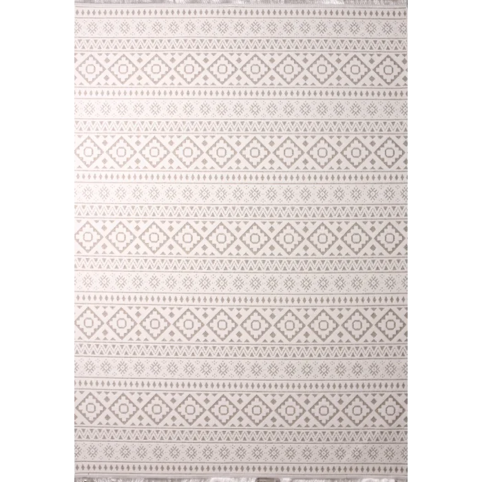 Otantik-FX 5953-21 Krem Dekoratif Modern Kaymaz Tabanlı Makinede Yıkanabilir Halı Kilim