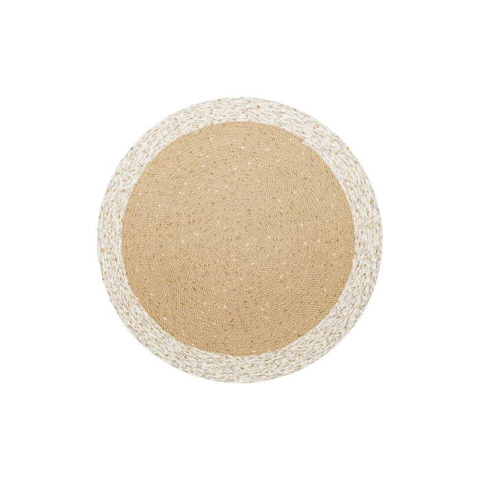 Patna PTN 02 Natural White Jüt Hasır Görünümlü Hav Toz Vermez Dekoratif Örgü Halı