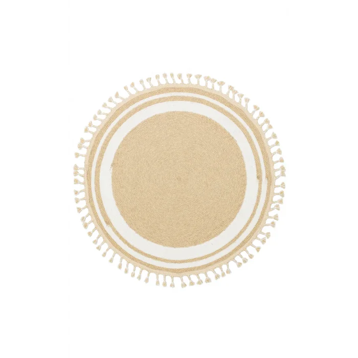 Patna PTN 06 Natural White Jüt Hasır Görünümlü Hav Toz Vermez Dekoratif Örgü Halı