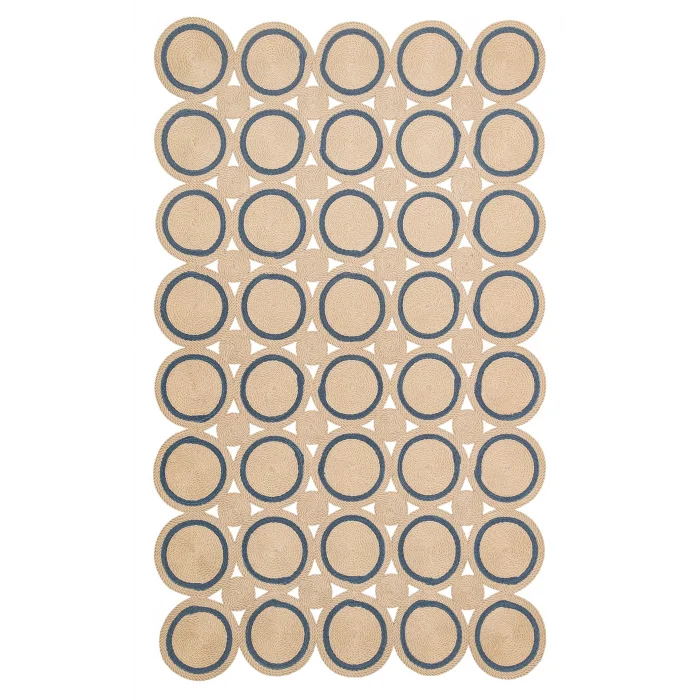 Patna PTN 01 Natural Navy Jüt Hasır Görünümlü Hav Toz Vermez Dekoratif Örgü Halı