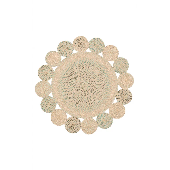 Patna PTN 17 Marine Yuvarlak Jüt Hasır Görünümlü Hav Toz Vermez Dekoratif Örgü Halı