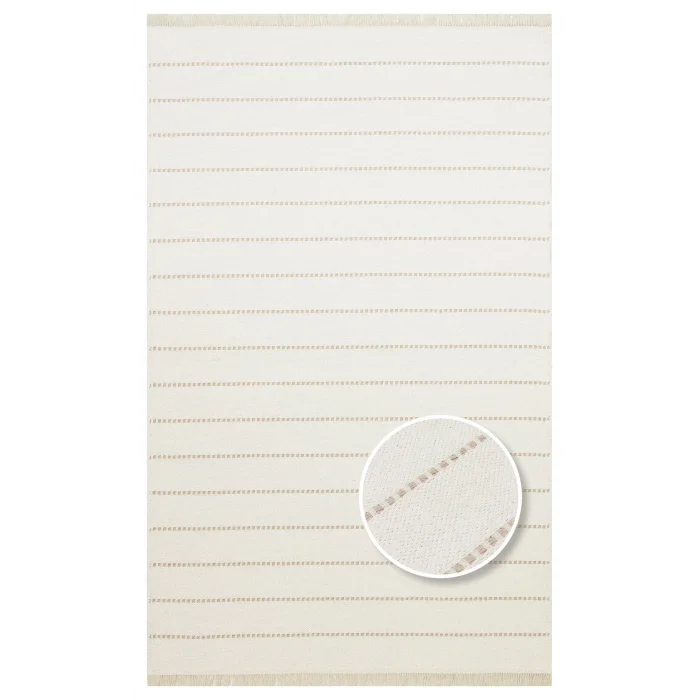 Riva Rv 03 Cream Beige Makinede Yıkanabilir Kaymaz Tabanlı Pamuk Kilim