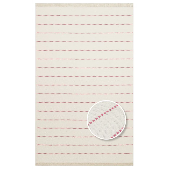 Riva Rv 03 Cream Pink Makinede Yıkanabilir Kaymaz Tabanlı Pamuk Kilim