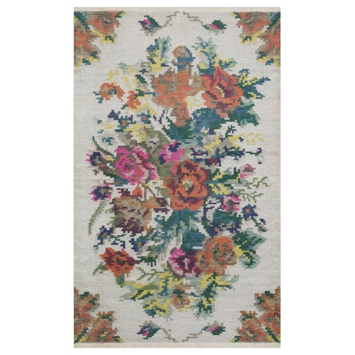 Ruby RB 03 White Yıkanabilir Kolay Kullanımlı Modern ve Geleneksel Desenlere Sahip Renkli Kilim